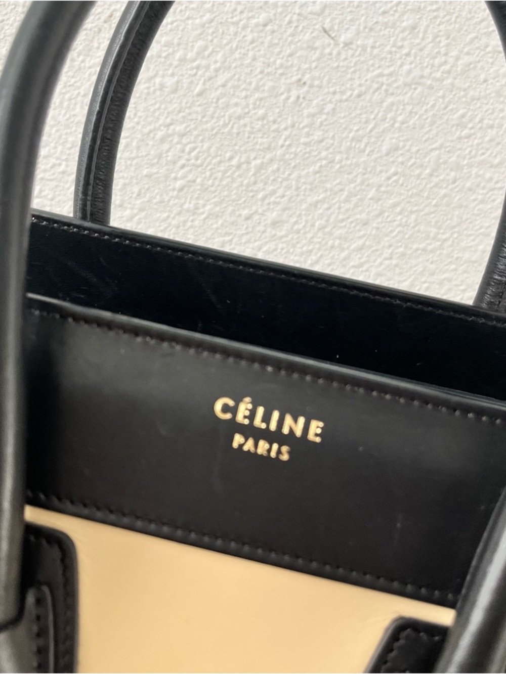 Celine Luggage Tote Tricolor Leather Micro Top Handle Handbag - Picture 2 of 11